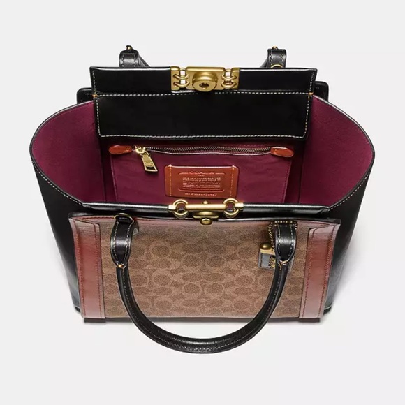 NWT COACH 1941 Troupe Tote In Signature Canvas - Black/Rust - Picture 4 of 17